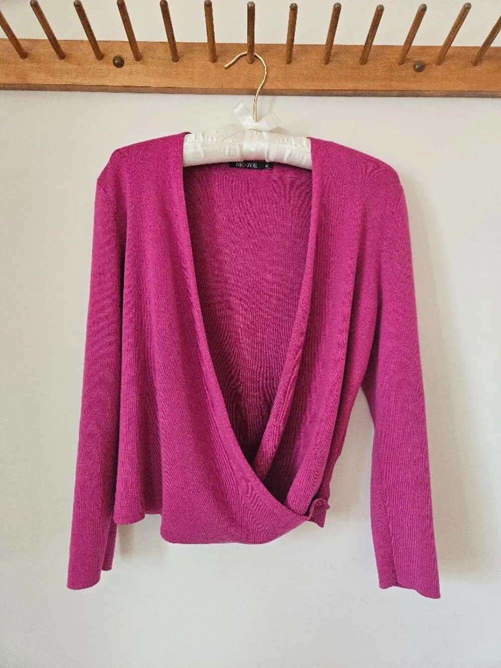 NIC+ZOE Women's Deep Pink Wrap Sweater - Size Petite PS